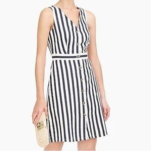 J Crew Linen Cotton Striped Button Down Dress 14